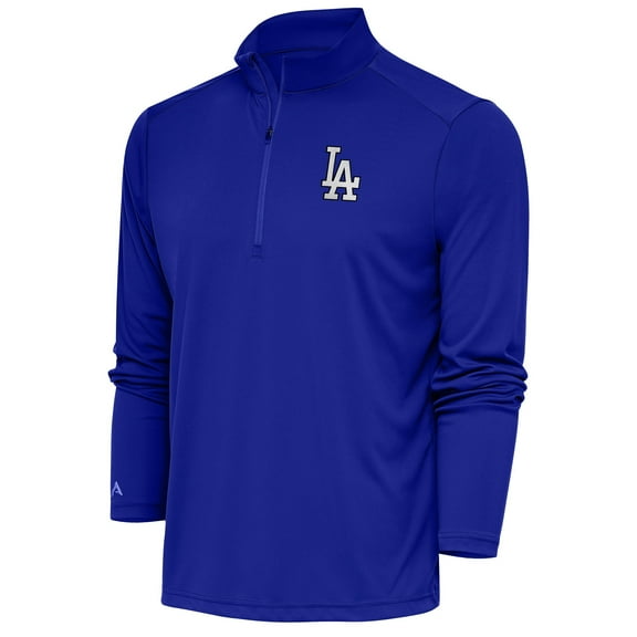 Men's Antigua Royal Los Angeles Dodgers Metallic Tribute Quarter-Zip Top
