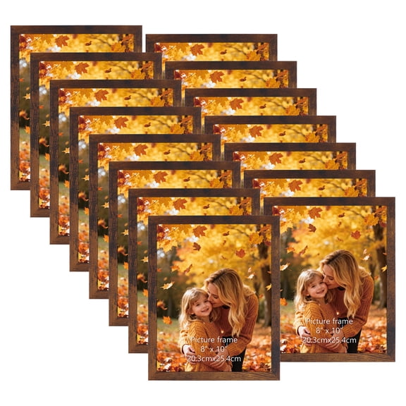 8x10 Picture Frames Set of 15, Rustic 8 by 10 Photo for Wall or Tabletop Display , Brown
