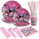 thumbnail image 5 of Decoración para fiesta de cumpleaños de Kuromi, suministros para fiesta My Melody, mantel rosa, vasos, globos, 9 platos, pancarta, suministros para baby shower, juguetes, 5 of 5