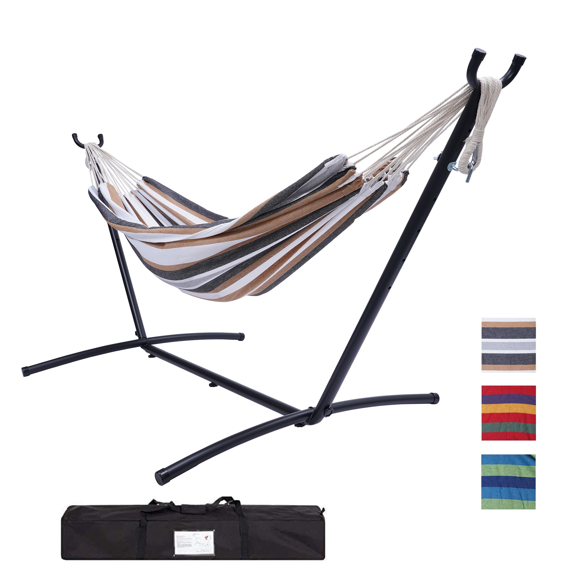 Lowestbest Double Classic Hammock with Stand, Garden Terrace Tree Hammock Swing Lowestbest Double Classic Hammock with Stand, Garden Terrace Tree Hammock Swing