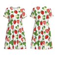 thumbnail image 3 of Bixox Robe d'Été à Manches Courtes pour Femmes Robe Ample Longueur Genou avec Poches-Fraise, 3 of 7