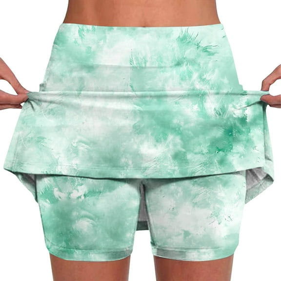 Jacenvly New Skorts for Ladies Trendy Women's Color Mid-Waist Skirt Pants Sports Shorts Bottoming Skirt Pants Lightweight Multicolor