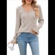 thumbnail image 3 of Blusas de Larga para Mujer, Holgadas, Elegantes, con Encaje y Cuello en V, Informales y Modernas para Usar con Leggings, Moda de Otoño Caqui L, 3 of 10