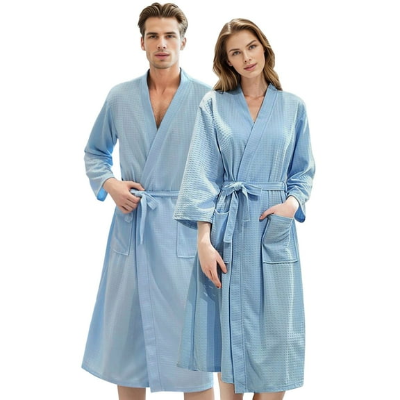 Womens Robe Postpartum Ladies Bathrobe For Cotton Robe White Couple, Thin Design Women Robe Summer Robes Lightweight Sky Blue Bathrobe