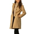 thumbnail image 4 of INSPIRE CHIC Womens' Fall Winter Button Front Closure Mock Neck Woolen Coat with Pockets Khaki XL, 4 of 5