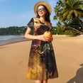thumbnail image 4 of Easygdp Colorful Bull Western Man para Vestido Transpirable de Mujer, Vestido Suelto de Manga Corta con Pliegues y Bolsillos para el Verano, 4 of 6