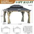 thumbnail image 7 of Howsvn 11 x 13 ft. Patio Cedar Wood Gazebo, Hardtop Wooden Gazebos, Double Metal Roof with Gray Curtains and Netting for Backyard, 7 of 7