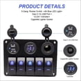 thumbnail image 3 of 5 Gang Aluminum Alloy IP65 Water Resistant Rocker Switch Panel with Dual USB Cigar Lighter Voltmeter, 3 of 7