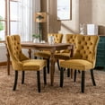 thumbnail image 5 of UHOMEPRO Dining Room Chairs Set of 2, Tufted Velvet Upholstered Dining Chair with Nailhead Trim and Solid Wood Legs, Accent Side Chair for Bedroom, Living Room, Golden, 5 of 9