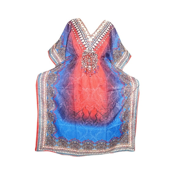 Mogul Women's Kimono Caftan V-Neckline Beach Cover Up Maxi Kaftan