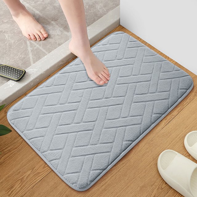 Staron Memory Foam Bath Mat 24 x 16", Bath Mats for Bathroom (Gray), Extra Soft Absorbent Machine Washable Bathroom Rugs Non Slip Bath Rug Bathroom Mat for Shower Floors