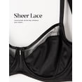 thumbnail image 4 of Deyllo Women's Non-Padding Push Up Bra Underwired Support Unlined Sheer Mesh Lace Bra,Black 36B, 4 of 7