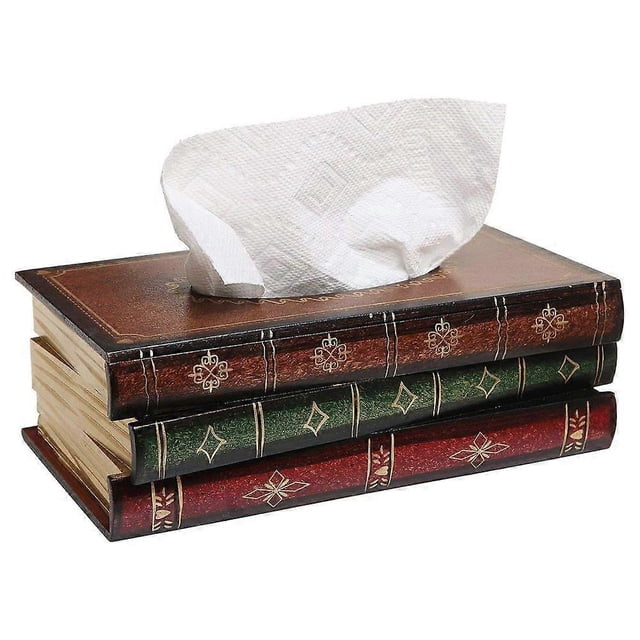 Vintage Style Wooden Stackable Tissue Box - Yellow Green Red - 1pc