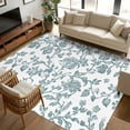 thumbnail image 2 of 6x9 Area Rugs, Teal Blue Green Non-Skid Rubber Backing Large Rectangle Rugs - Living Room Bedroom Home Office, Vintage Farmhouse Boho Flower Leaf Indoor Floor Mat Carpets Washable Rug, 2 of 9