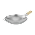 thumbnail image 1 of Partido salteador wok freidora profunda sin palanca de madera antiadherente mango de madera martillada hojuelas de acero inoxidable sartén para el hogar para el hogar 35.5 x 21 x 5.2 cm, 1 of 9