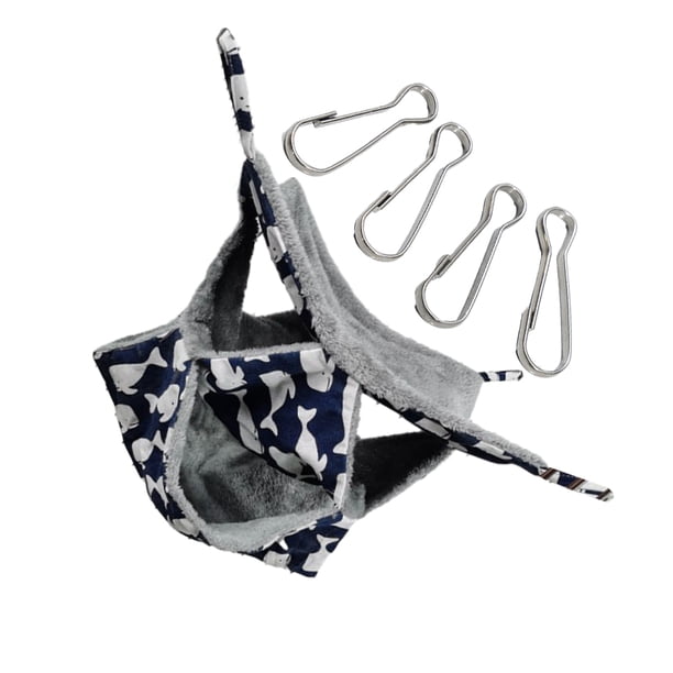 Methold Hamaca para mascotas para animales pequeños, triple capa para máxima comodidad, hamaca cálida para mascotas de invierno de 3 capas Hábitats y jaulas para animales pequeños ballena azul M35*35