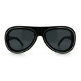 thumbnail image 4 of Retro Dimensional Metal Socket Rim Tear Drop Shape Racer Plastic Sunglasses Matte Black Silver - Black, 4 of 7