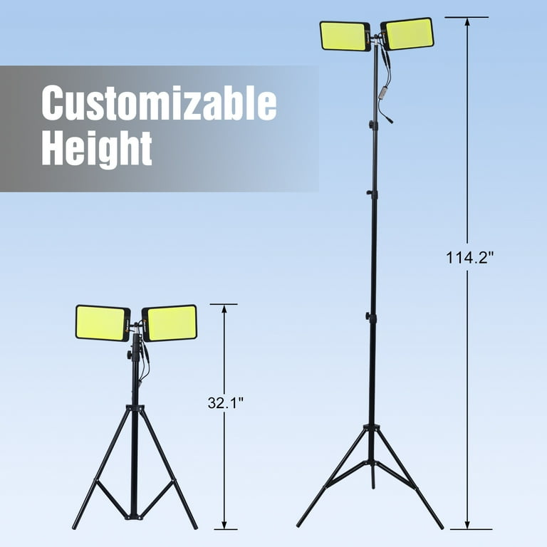 11200 Lumen Outdoor Dual-Head Tripod LED Lights Construction, Portable  stand work light with Remote