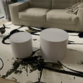 thumbnail image 3 of Nesting Coffee Table Set of 2, Round MDF Coffee Tables, Modern Luxury Side Tables Accent End Table for  Small Space Living Room Apartment, White, 3 of 6