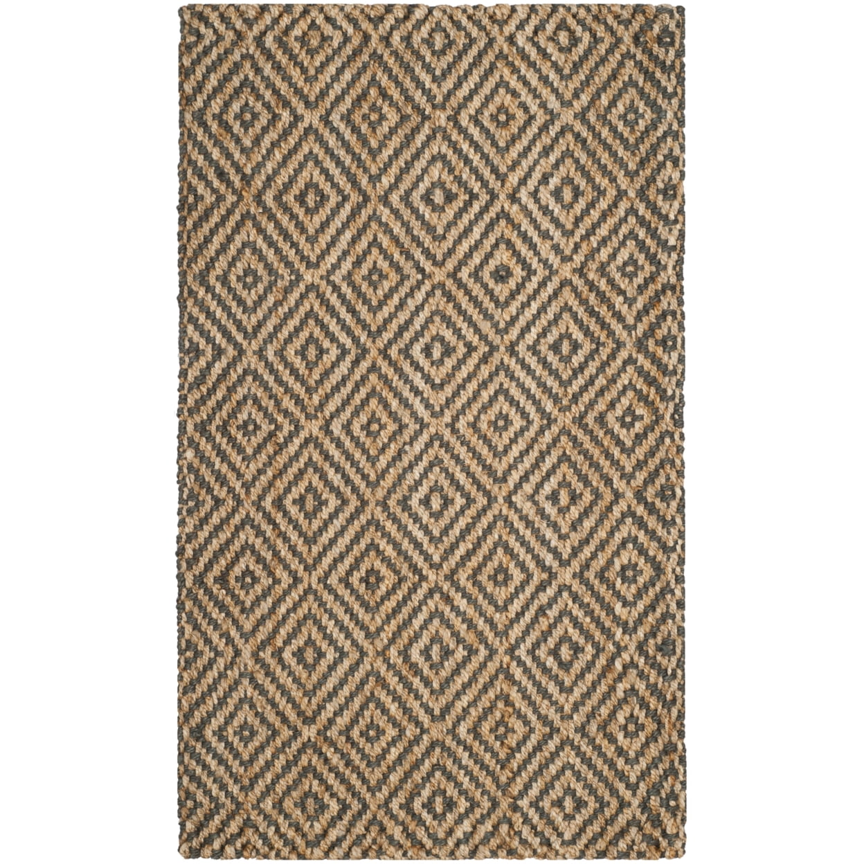 SAFAVIEH Natural Fiber Emory Geometric Jute Area Rug, Natural/Grey, 4' x 6'