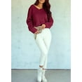 thumbnail image 2 of Women's Oversized Sweater Sexy Deep V Neck Long Sleeve Cable Knit Sweater Loose Sweater Tunic Pullover, 2 of 9
