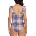 thumbnail image 6 of Yiaed Heart Check Plaid Print Women's Ruffled One Piece Swimsuit V Neck Swimwear Slimming Monokini for Woman-XX-Large, 6 of 8