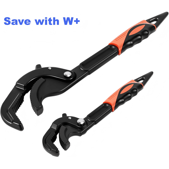 Self-Adjusting Pipe Wrench Set, 10" & 15", Power Grip for Plumbing & Auto Repair, 14-60mm Jaw, Anti-Slip Teeth, Chromium Steel