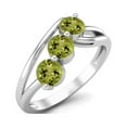 thumbnail image 2 of 1.5 Ctw Round Shape Peridot 925 Sterling Silver Three Stone Women Valentines Day Gifts Ring, 2 of 3