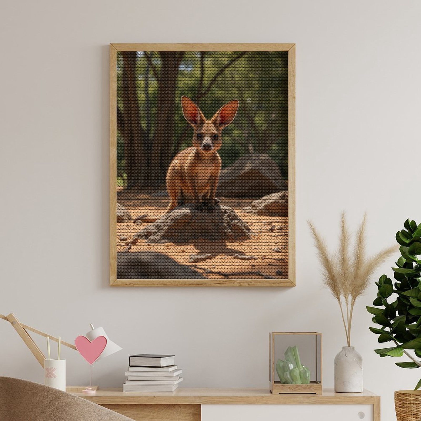 Diamond Art Kits for Adults, Kangaroo Bunny Mix Nature Rocks 5D Diamond Painting Kits for Adults Beginners, DIY Full Drill Diamond Painting, Gem Art and Crafts 12x16