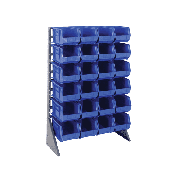 Quantum Storage Systems B1398759 QRU-12S-240-24 Single Sided 12 Rail Unit with 24 QUS240 Ultra Stack & Hang Bins, Blue
