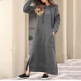 thumbnail image 4 of DondPO Maxi Dress for Women Hoodie Dress Women's Loose Hooded Long Dress Padded Sweatshirt Casual Fashion Dress Large Pocket Dress Casual Dresses Long Sleeve Dress Dark Gray Dress 4XL, 4 of 8