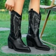 thumbnail image 5 of SACFOF Cowboy Boots For Women - Western Mid-Calf Cowgirl Boots - Wide Calf Pointed Toe Embroidered Fashion Western Chunky Pull On, 5 of 7