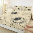 thumbnail image 3 of Manfei Hippie Astrology Twin Sheet Sets for Teens, Mystic Moon Sun Galaxy Twin Fitted Sheet, Wheat Bohemian Style Flat Sheet, Super Cozy Room Decor, 3 Pieces, 3 of 7