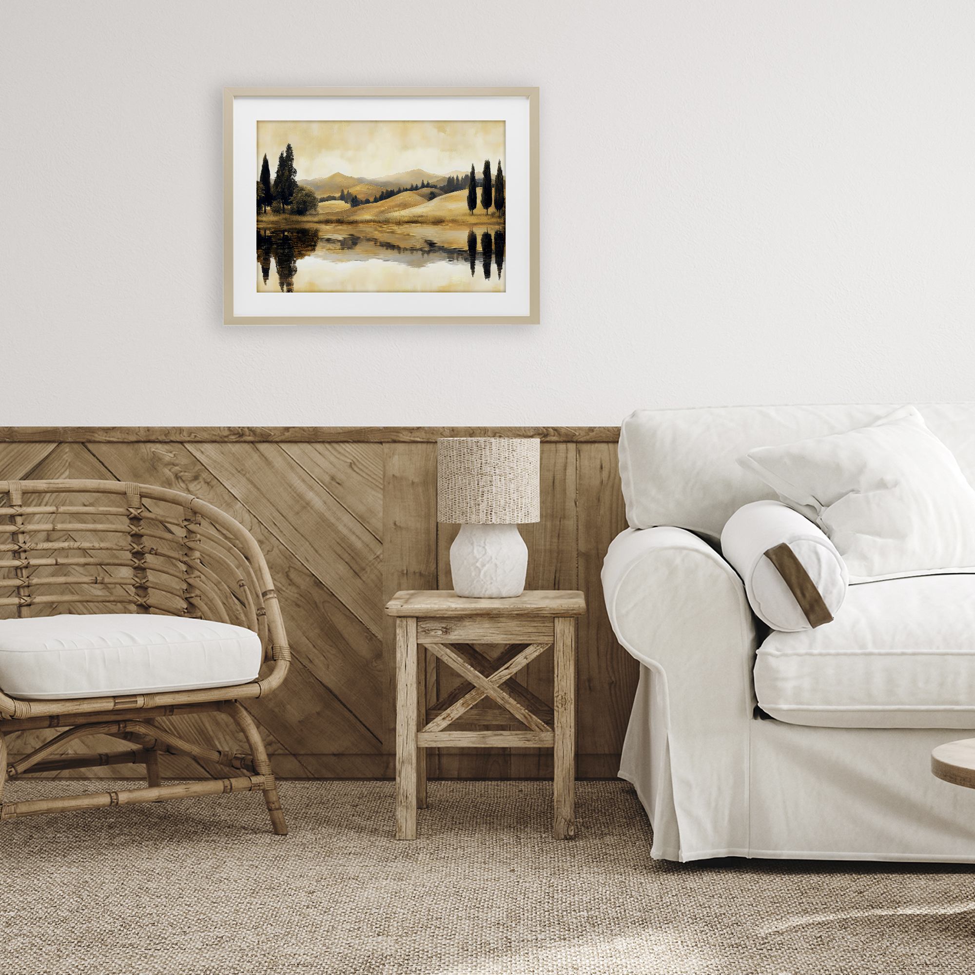 Stupell Industries Reflective Fields View Birch Framed Print Under Glass design by LSR Creative Studio, 14 x 20