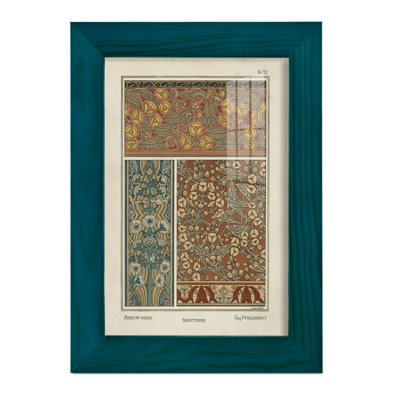 Nouveau Decorative II - Framed Print w/glass - Ocean Blue