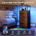 thumbnail image 5 of Eunos Dresser for Bedroom, 5 Drawer Nightstand with Charging Station, LED and Open Shelf, Wood Grain Print, 5 of 8