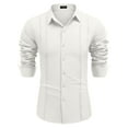 thumbnail image 5 of Coshow Mens Cuban Guayabera Shirt Casual Button Down Shirts Long Sleeve Summer Beach Shirts, 5 of 7