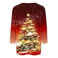 thumbnail image 4 of Womens T-shirts Xmas Tree Print Christmas Shirts 3/4 Sleeve Tops Round Neck Casual Trendy Holiday Graphic Tees (L, Red), 4 of 5
