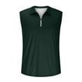 thumbnail image 4 of BiZtdJrK Men's 1/4 Zip Up Sleeveless Polos Shirts Summer Slim Solid Color Lapel Vest Casual Muscle Fit Workout Tank Tops Green XXL, 4 of 7