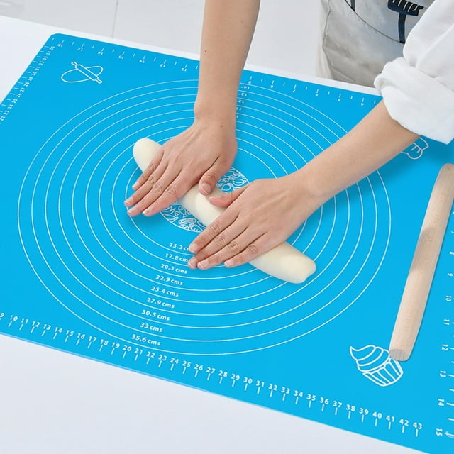 Dekaim Dough Pad, Kitchen Thicken Silicone Rolling Dough Pad Baking Mat with Scales DIY Baking Tools(Blue)