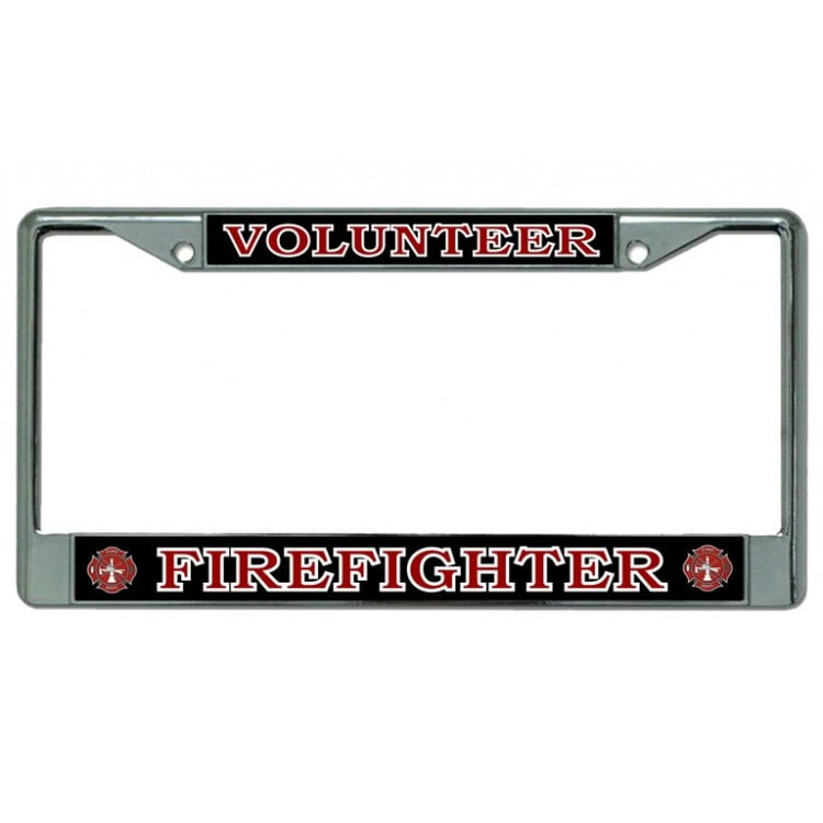 Fire Fighter Chrome License Plate Frame