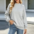thumbnail image 2 of vdgthytj Crewneck Sweatshirts Women Long Sleeve Pleated Solid Basic Pullover Loose Comfy Fall Athleisure Tops(Large,Gray), 2 of 7