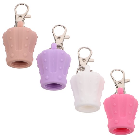 TAILTOSS 4pcs Keychain Holder Cap Portable Lip Gloss Replacement Cover Keychain With Metal Clip For Bag Purse And Keys