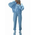 thumbnail image 3 of Women'S Fall 2 Piece Sweatsuits Set Long Sleeve Zip Up Sweatshirt Wide Leg Sweatpants Lounge Sets Sky Blue S, 3 of 7
