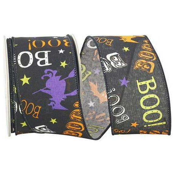 Boo Bats Halloween Wired Edge Ribbon - 1 1/2 Inches X 10 Yards (56000502)