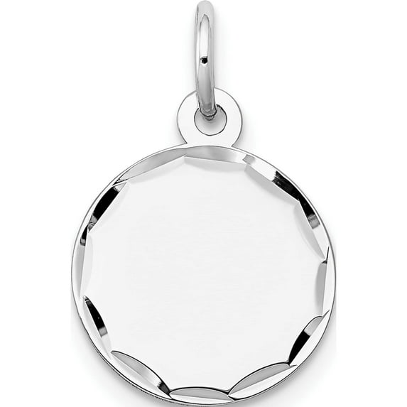 14K White Gold Etched .011 Gauge Engraveable Round Disc Charm (20 X 13) Made In United States xwm616/11