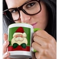 thumbnail image 2 of 3drose, Christmas Santa in Red and Green Holiday Hues with Polka Dots and Stripes, 15oz Two-tone Green Mug, 2 of 6