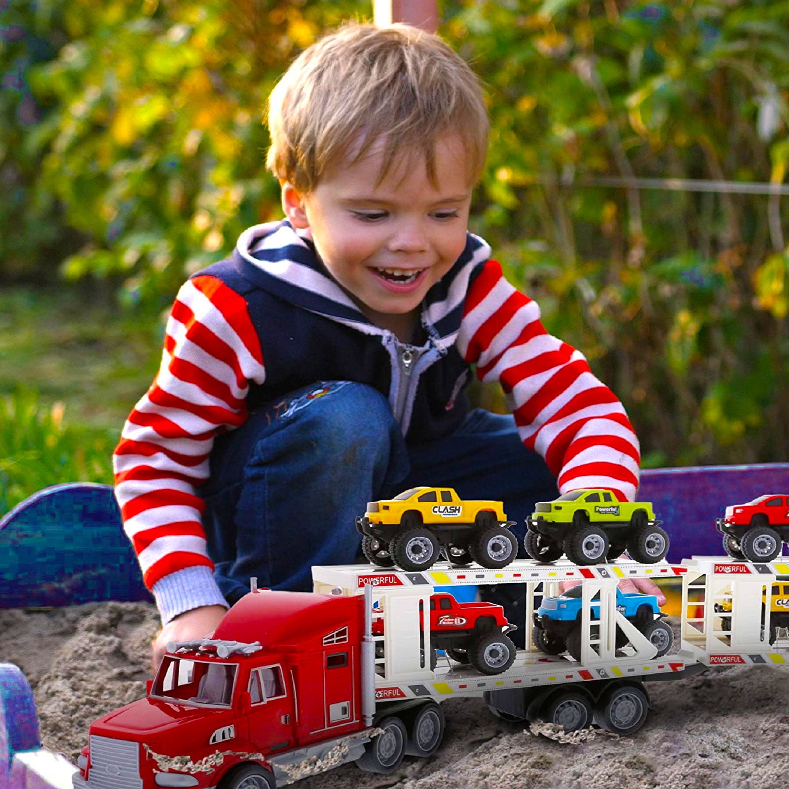 Semi-Trailer Truck Toy Freight Carrier Larger 15 inch Big Rig