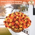 thumbnail image 5 of Lyacmy Fall Artificial Hanging Basket with Mums, UV Resistant Fake Flower Petunias with with 20Inch Coconut Lining Chain Flowerpot, 5 of 8