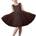 thumbnail image 4 of Bwiyojiz Robe Formelle pour Enfants Tailles 100-150 Sans Manches en Mousseline Princesse, Brun, 4 of 4